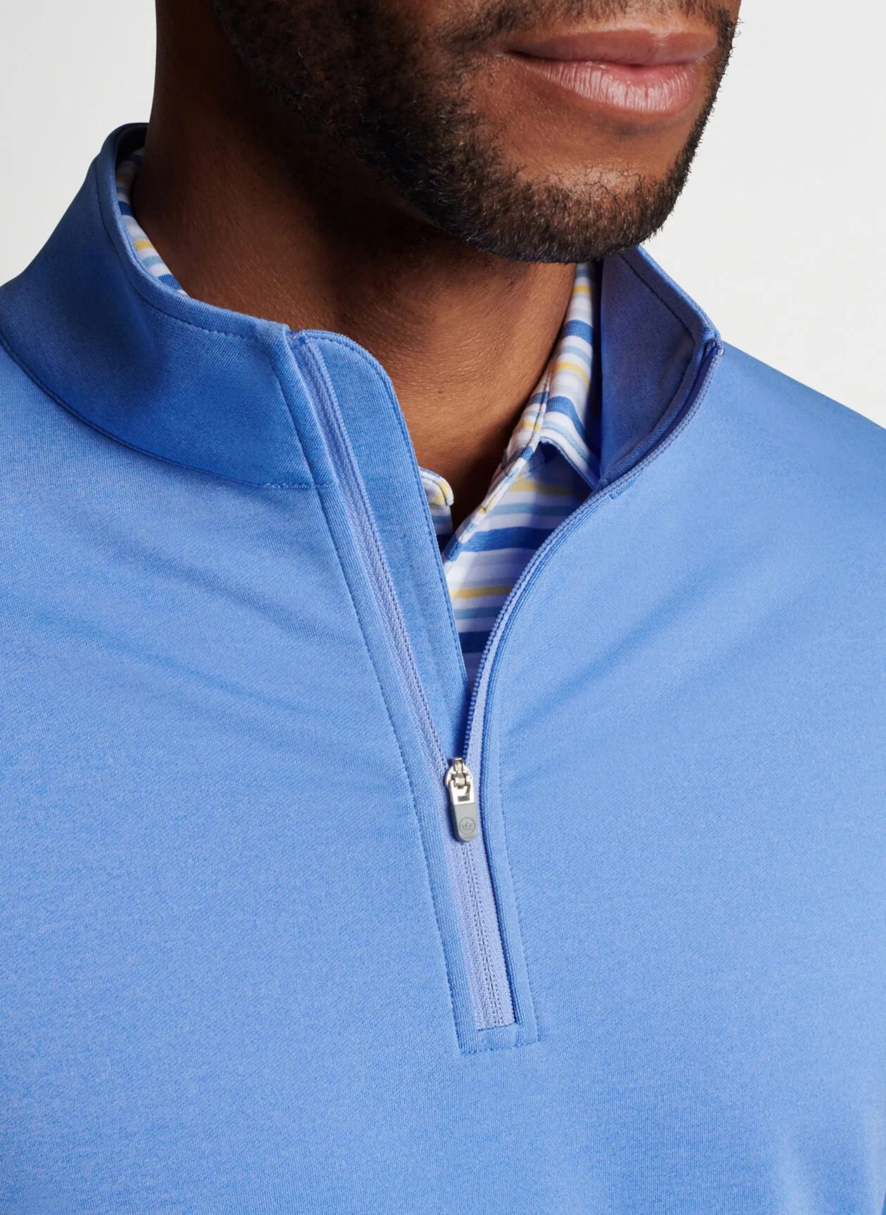 2023 Peter Millar Men's Perth Melange Performance Quarter Zip - Blue