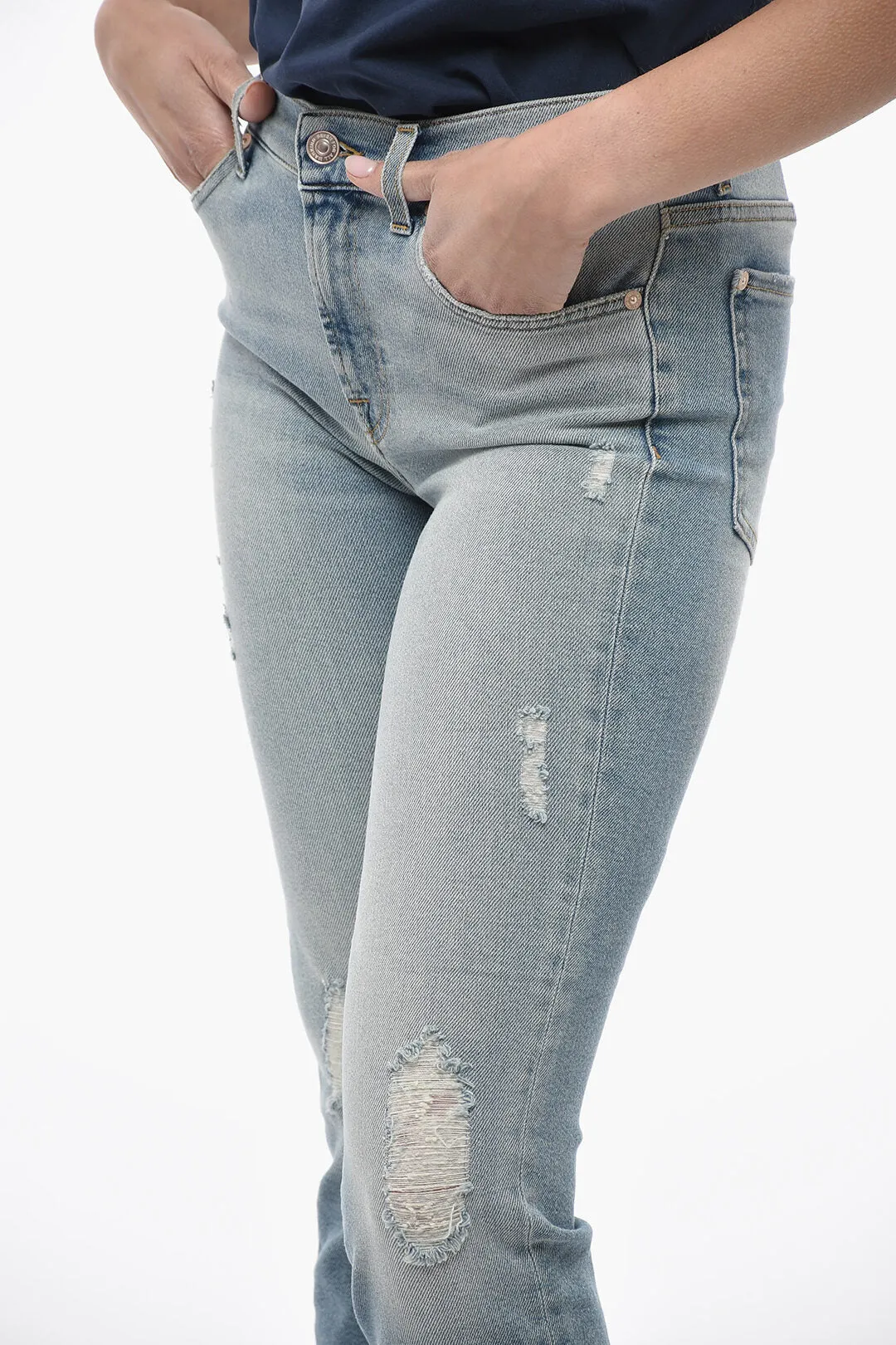 7 For All Mankind LUXE VINTAGE Frayed Hem Distressed Jeans 16,5cm