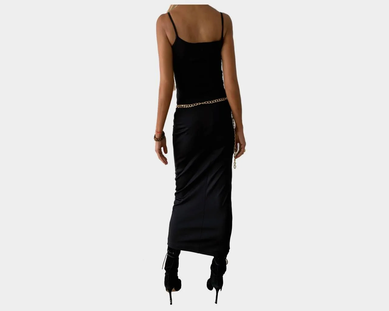 88 Solid Black Ankle Length Dress - The Park Avenue