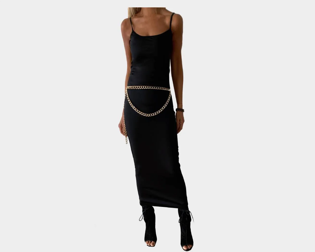 88 Solid Black Ankle Length Dress - The Park Avenue