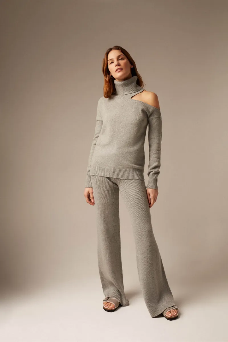 ABBIE CASHMERE SWEATER IN GRAY