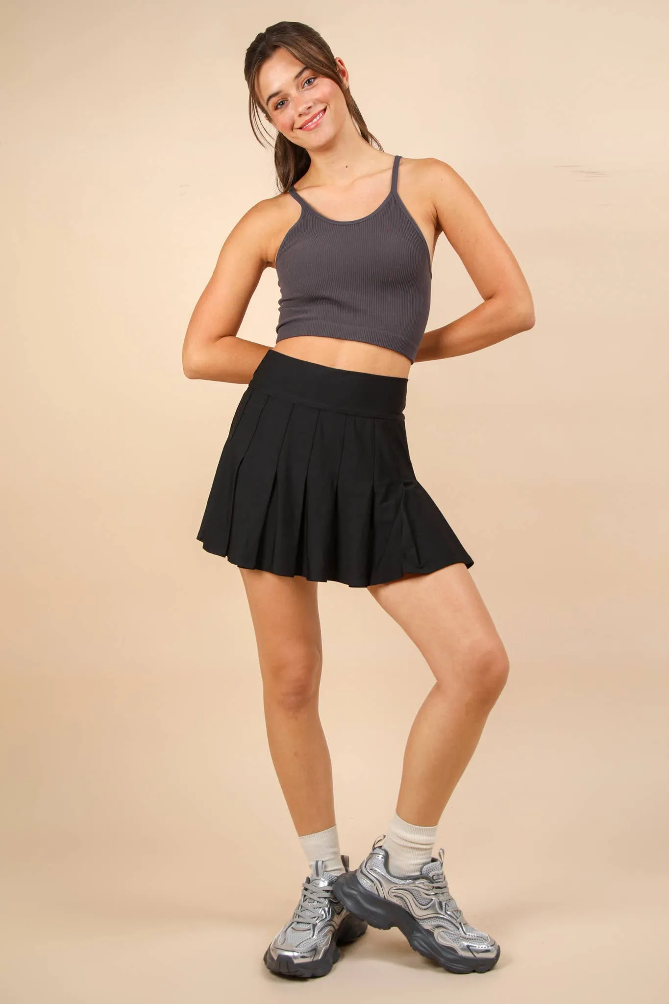 Activewear Pleated Skirt with Shorts Liner