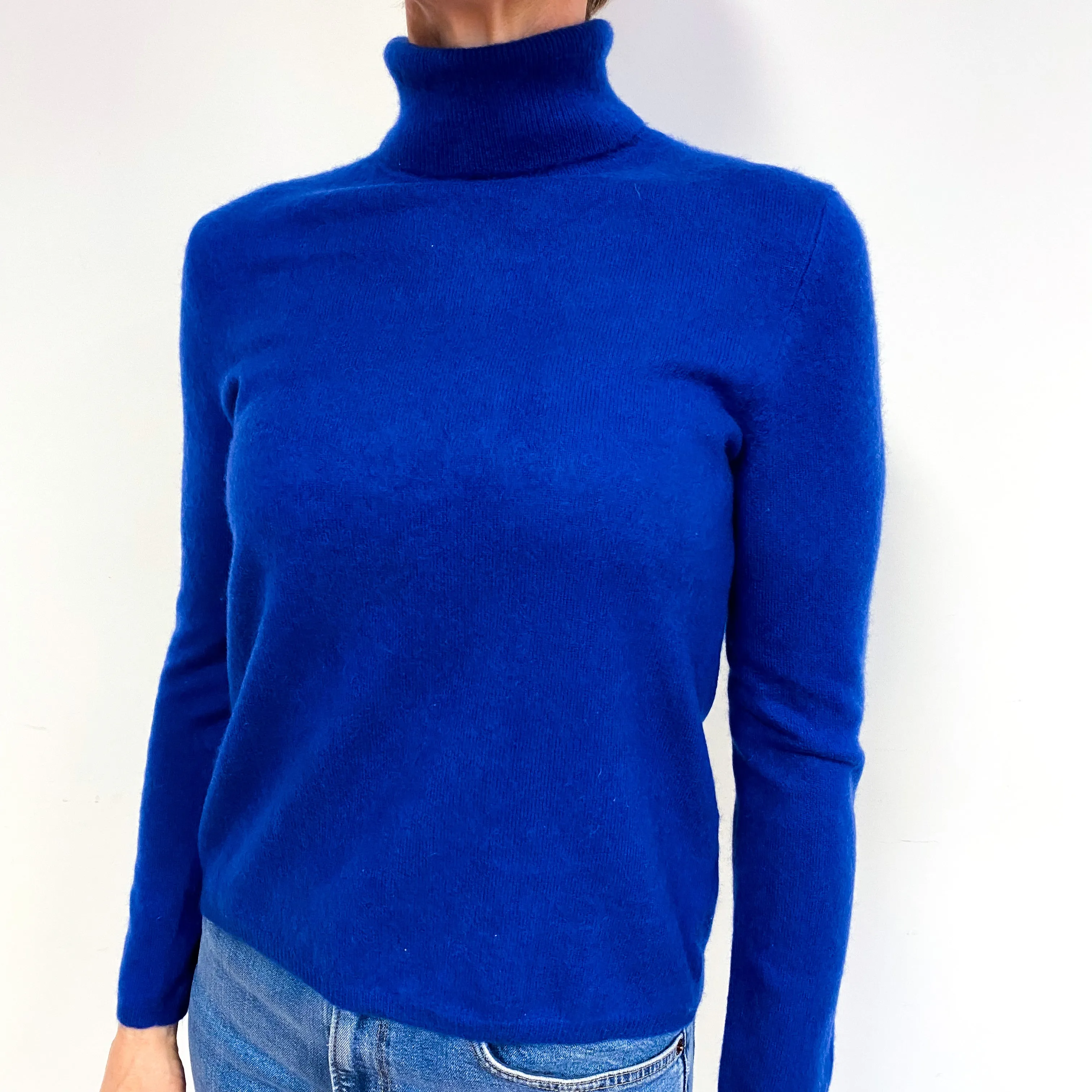 Admiral Blue Cashmere Polo Neck Jumper Medium