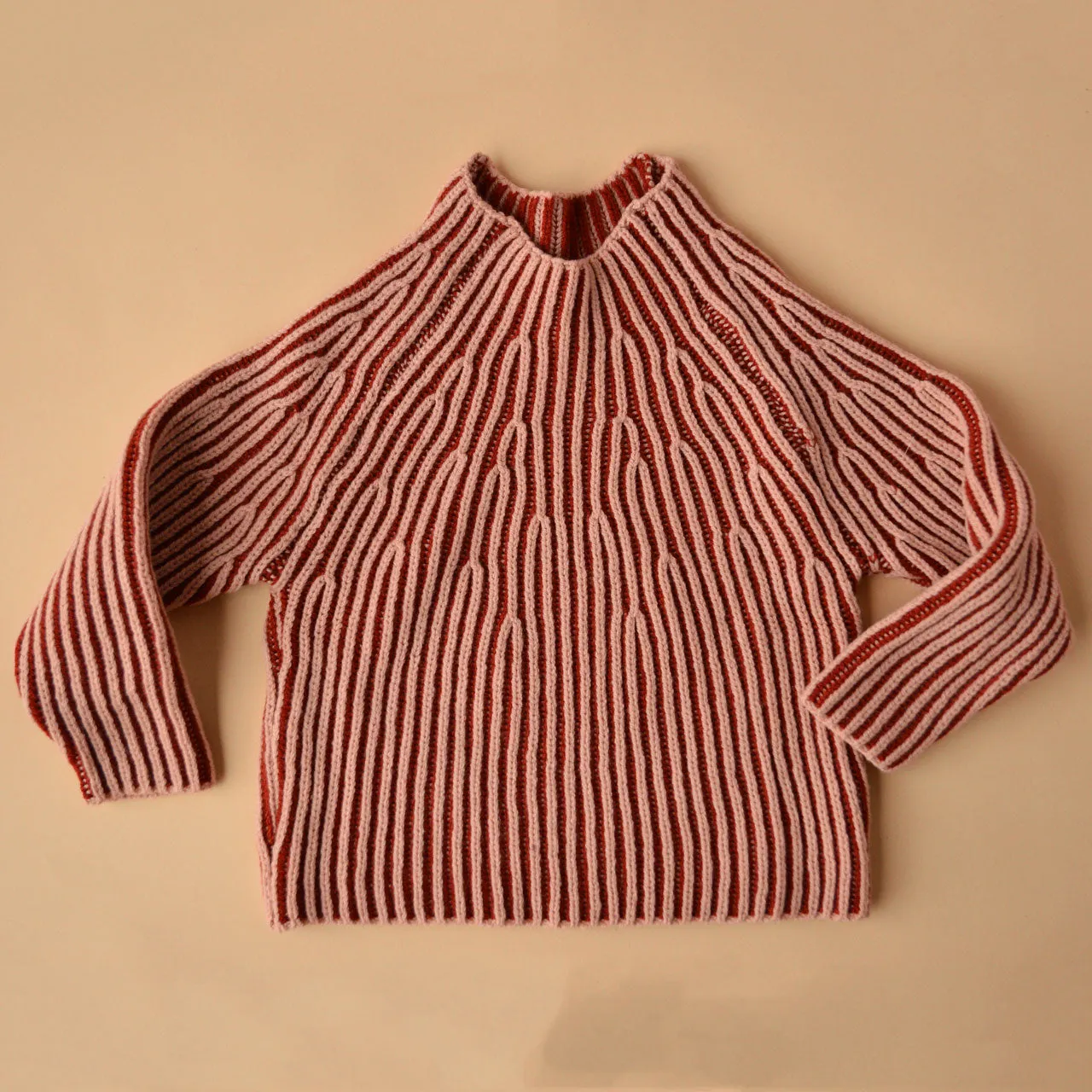 Afron Brioch Knit Pullover - 100% Merino - Mallow/Paprika (6-10y) *Last ones