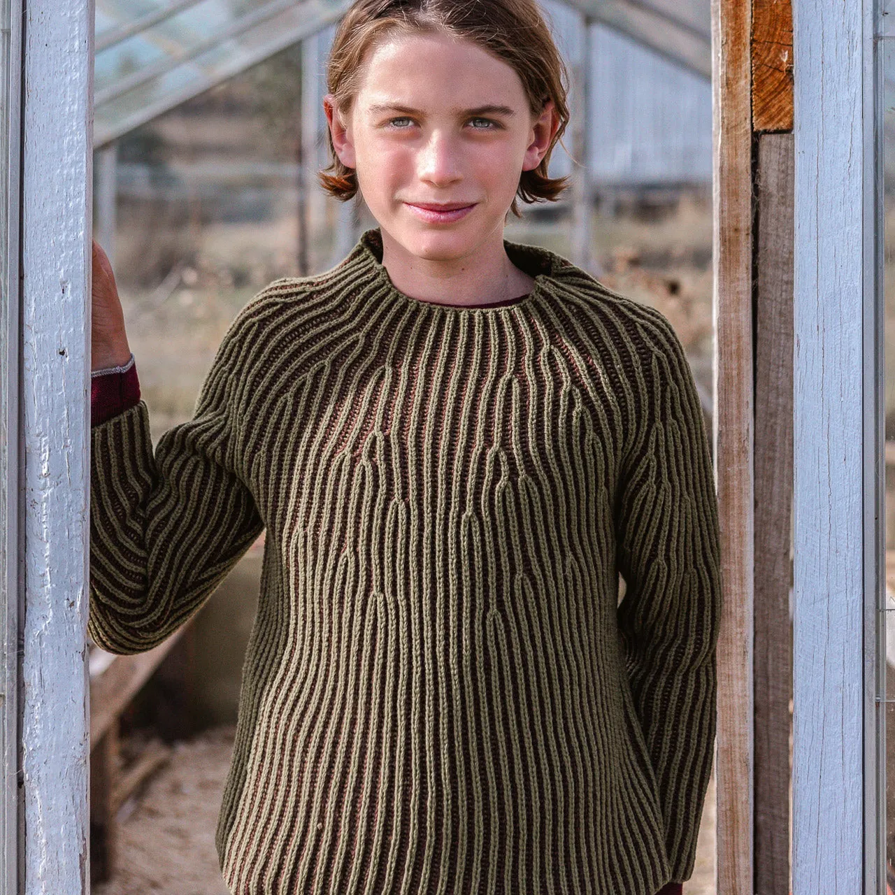 Afron Brioch Knit Pullover - 100% Merino - Mallow/Paprika (6-10y) *Last ones