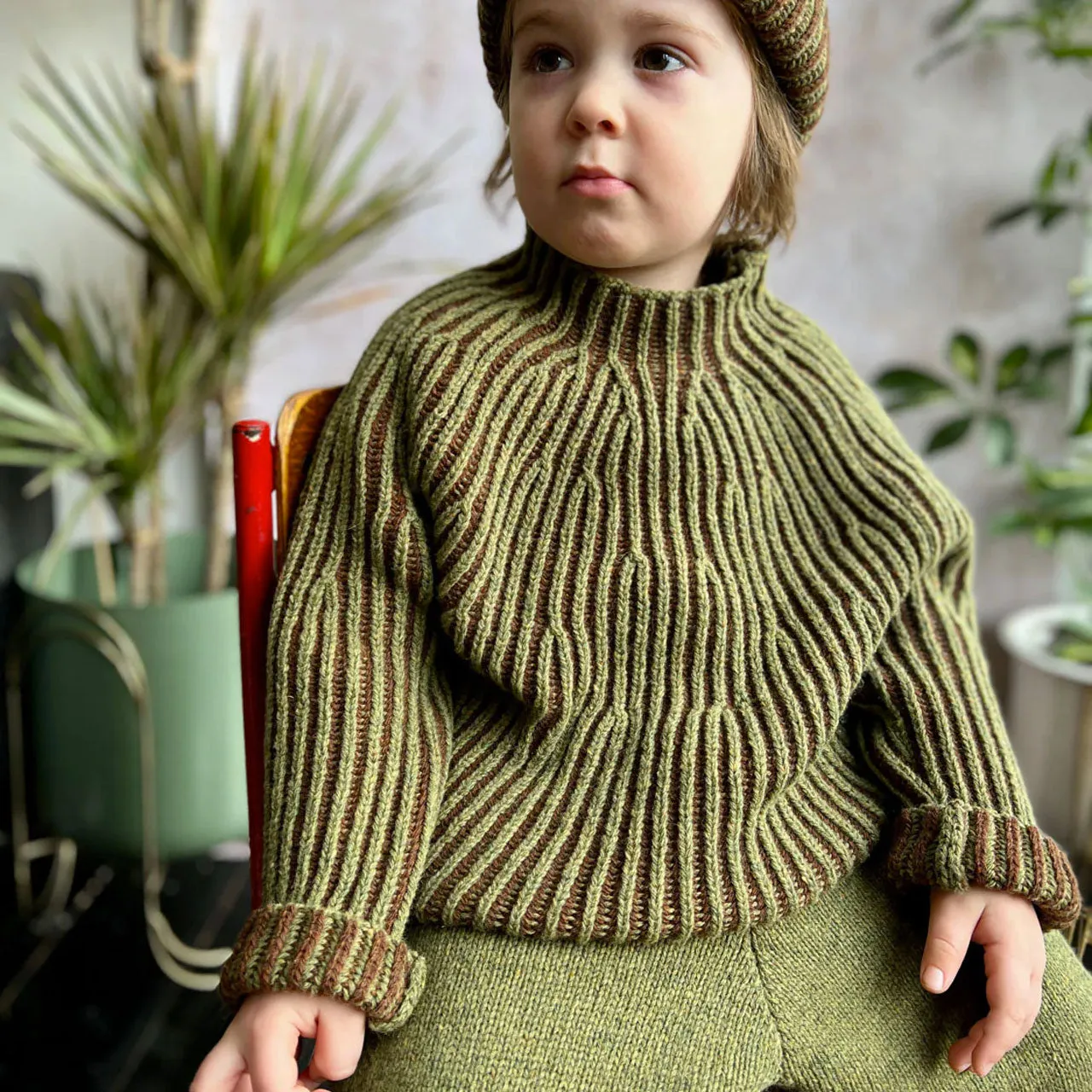 Afron Brioch Knit Pullover - 100% Merino - Mallow/Paprika (6-10y) *Last ones