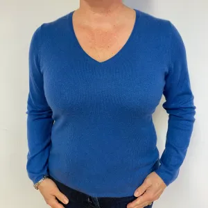 Air Force Blue Cashmere V-Neck Jumper Large.