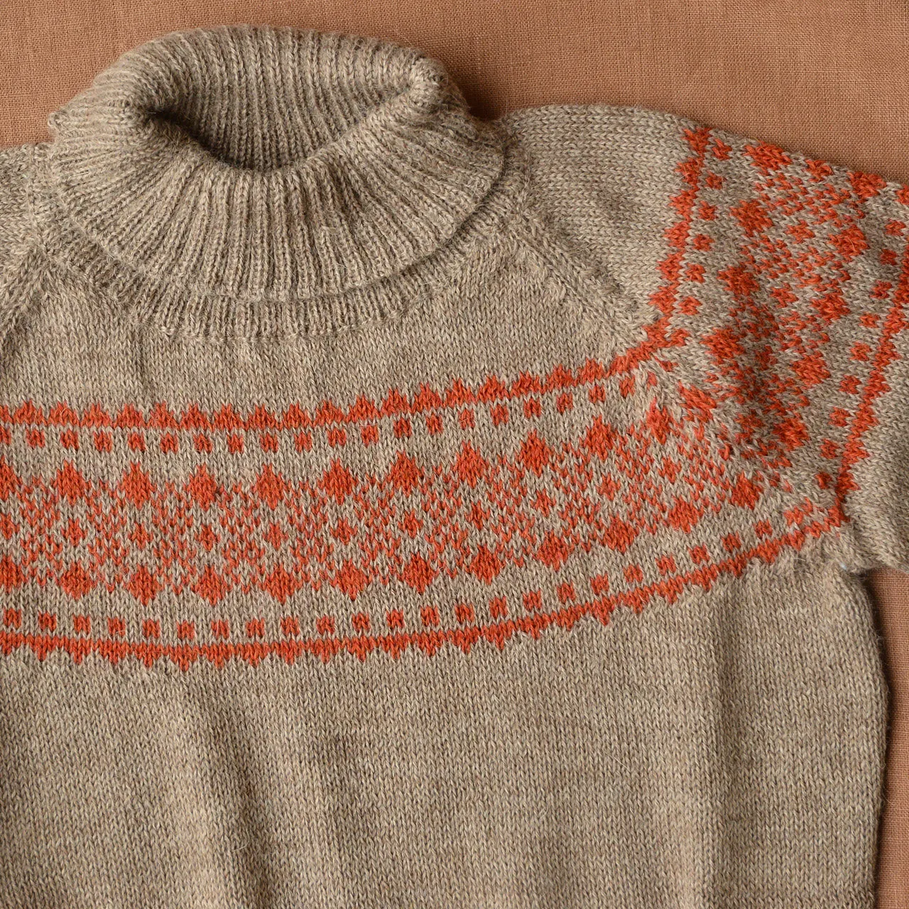 Alpine High Neck Sweater - 100% Baby Alpaca - Burnt Orange (18m-8y)