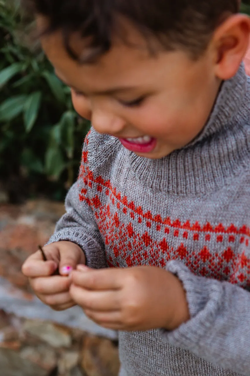 Alpine High Neck Sweater - 100% Baby Alpaca - Burnt Orange (18m-8y)