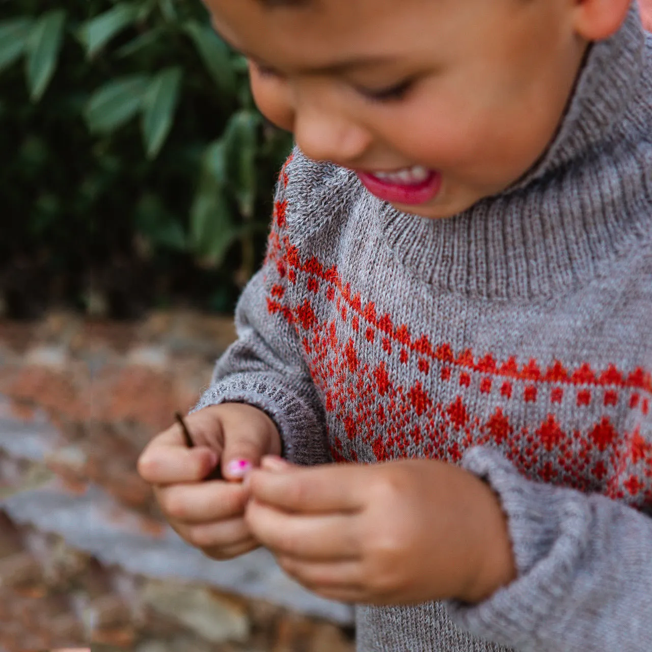 Alpine High Neck Sweater - 100% Baby Alpaca - Burnt Orange (18m-8y)