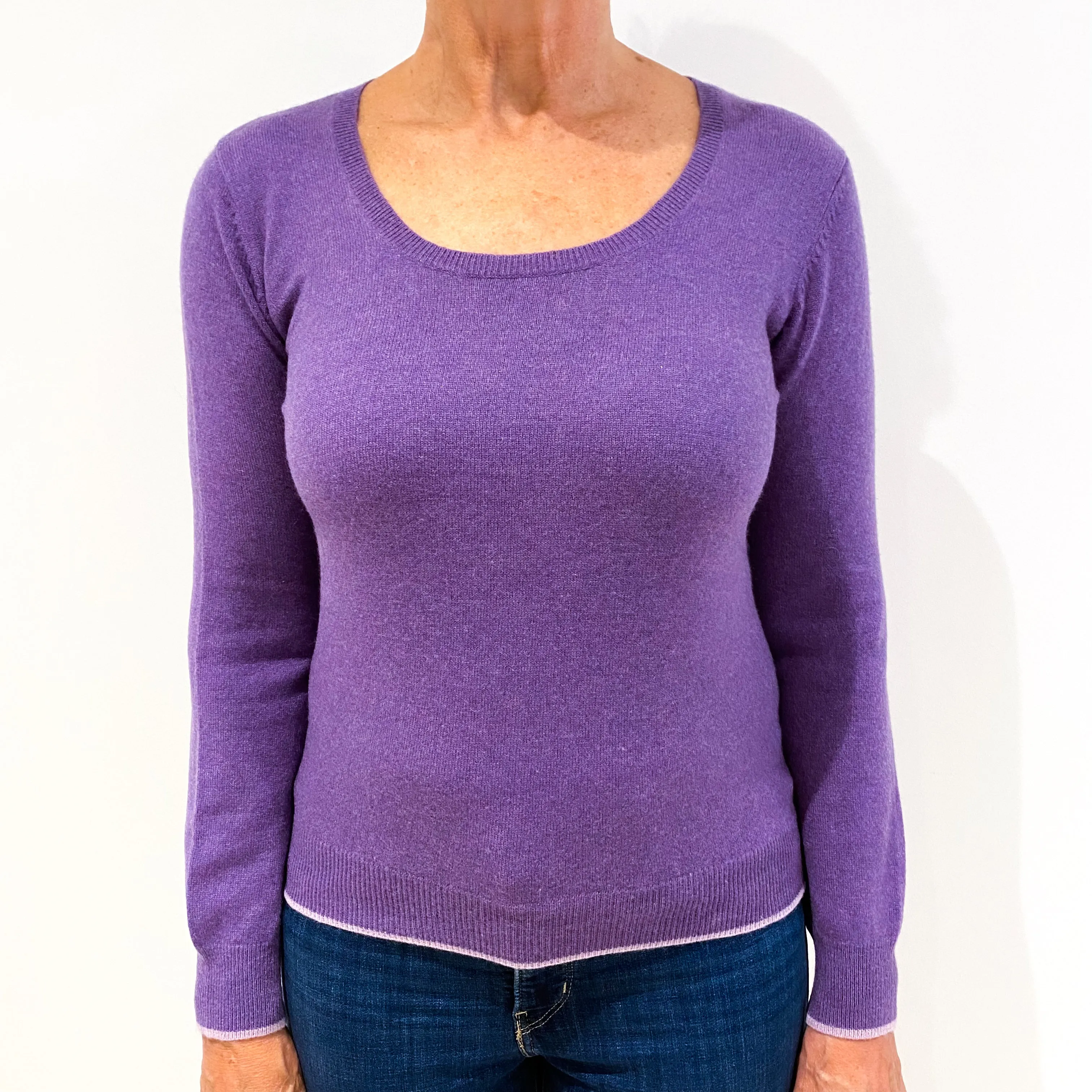 Amethyst Purple Cashmere Crew Neck Jumper Medium