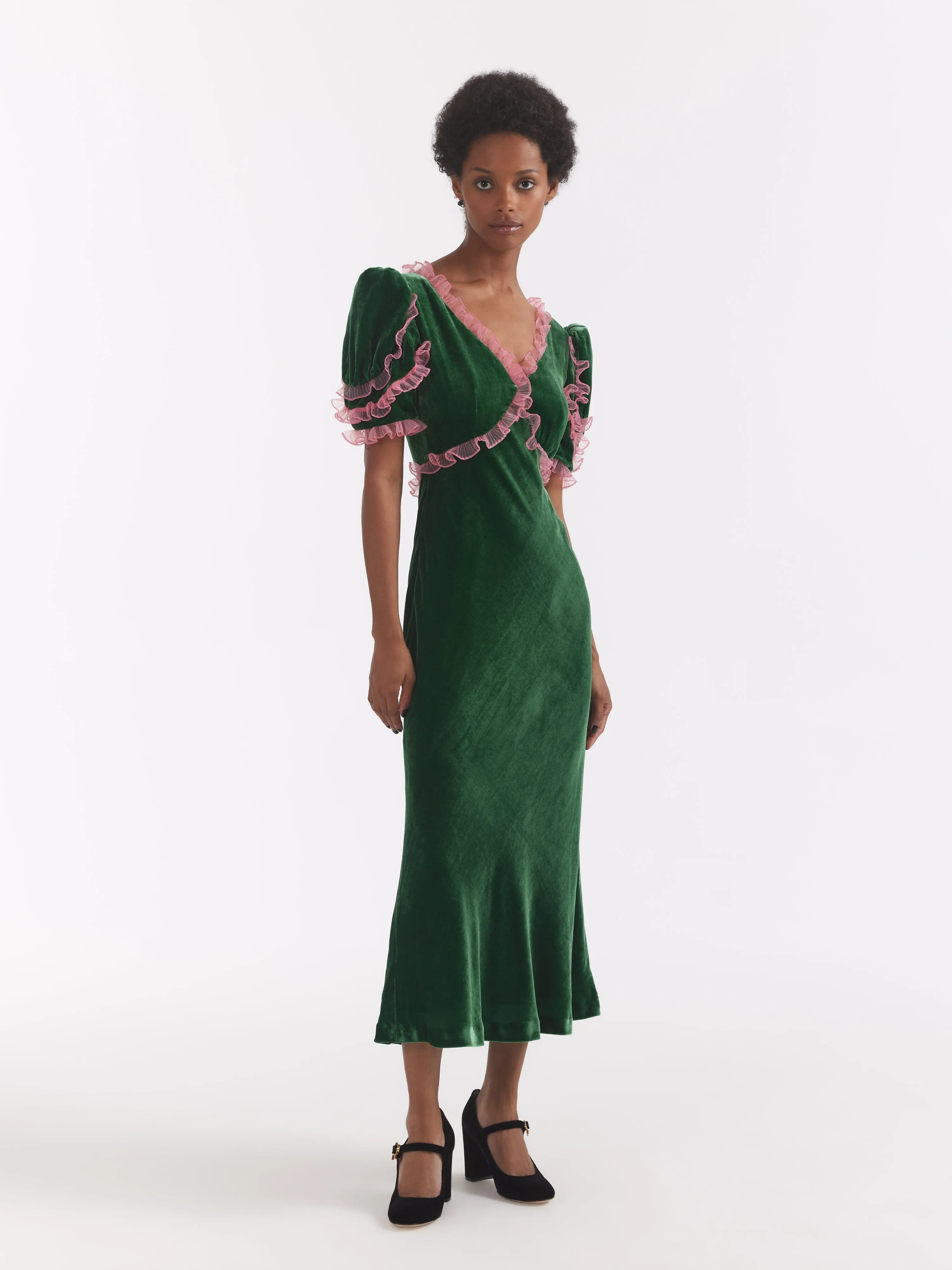 Anais Dress in Bright Emerald