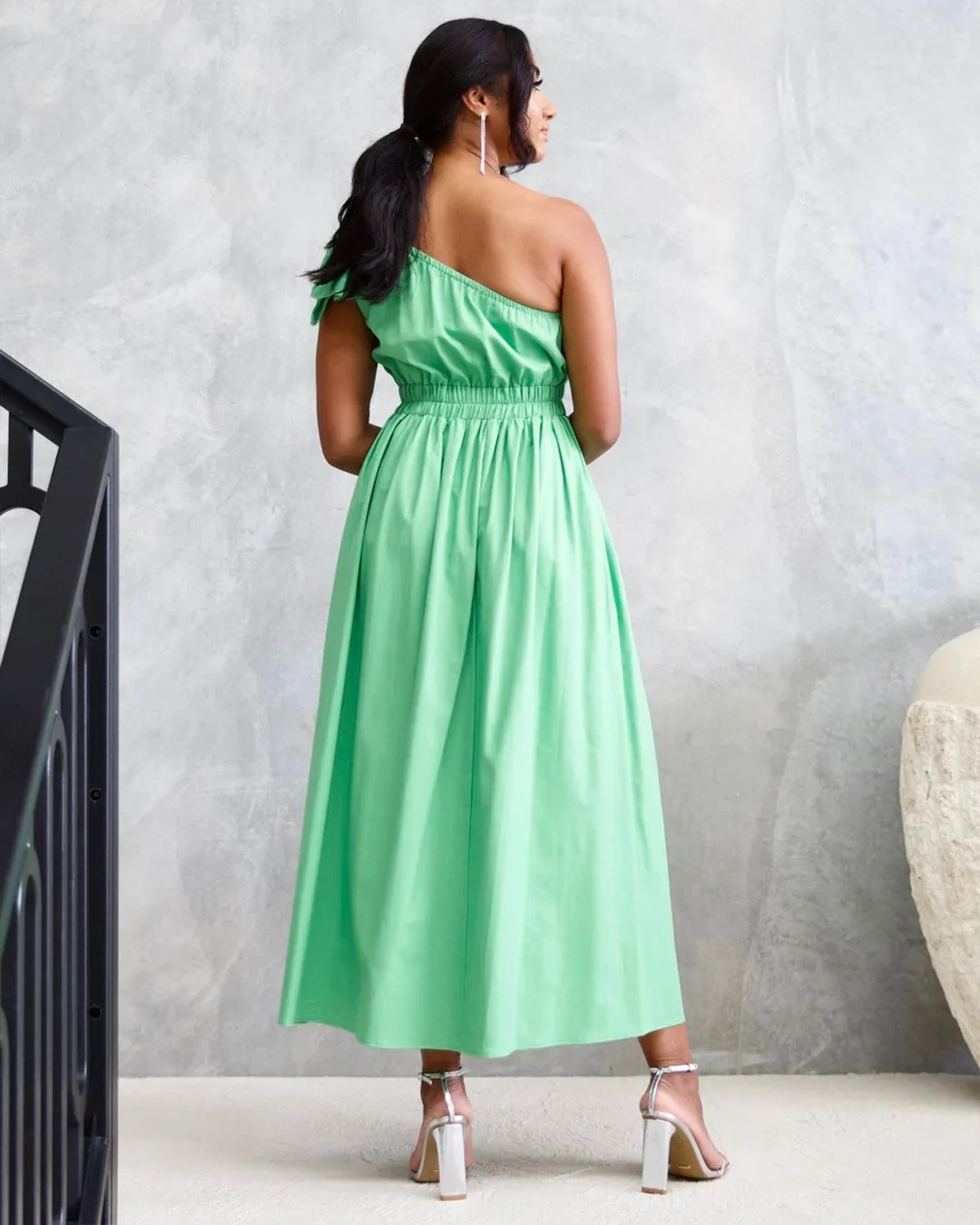 Angelina One Shoulder Maxi Dress - Green