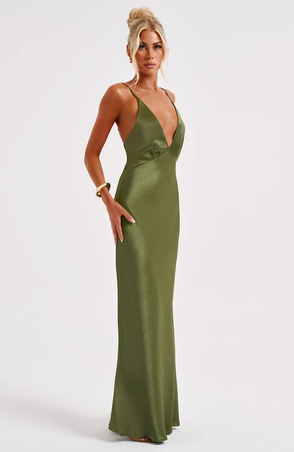 Anja Maxi Graceful Dress - Khaki