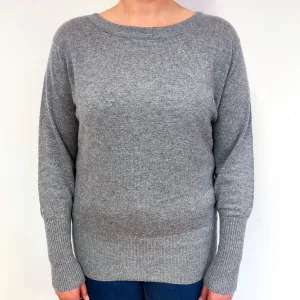 Ash Grey Cashmere Boat Neck Jumper Large