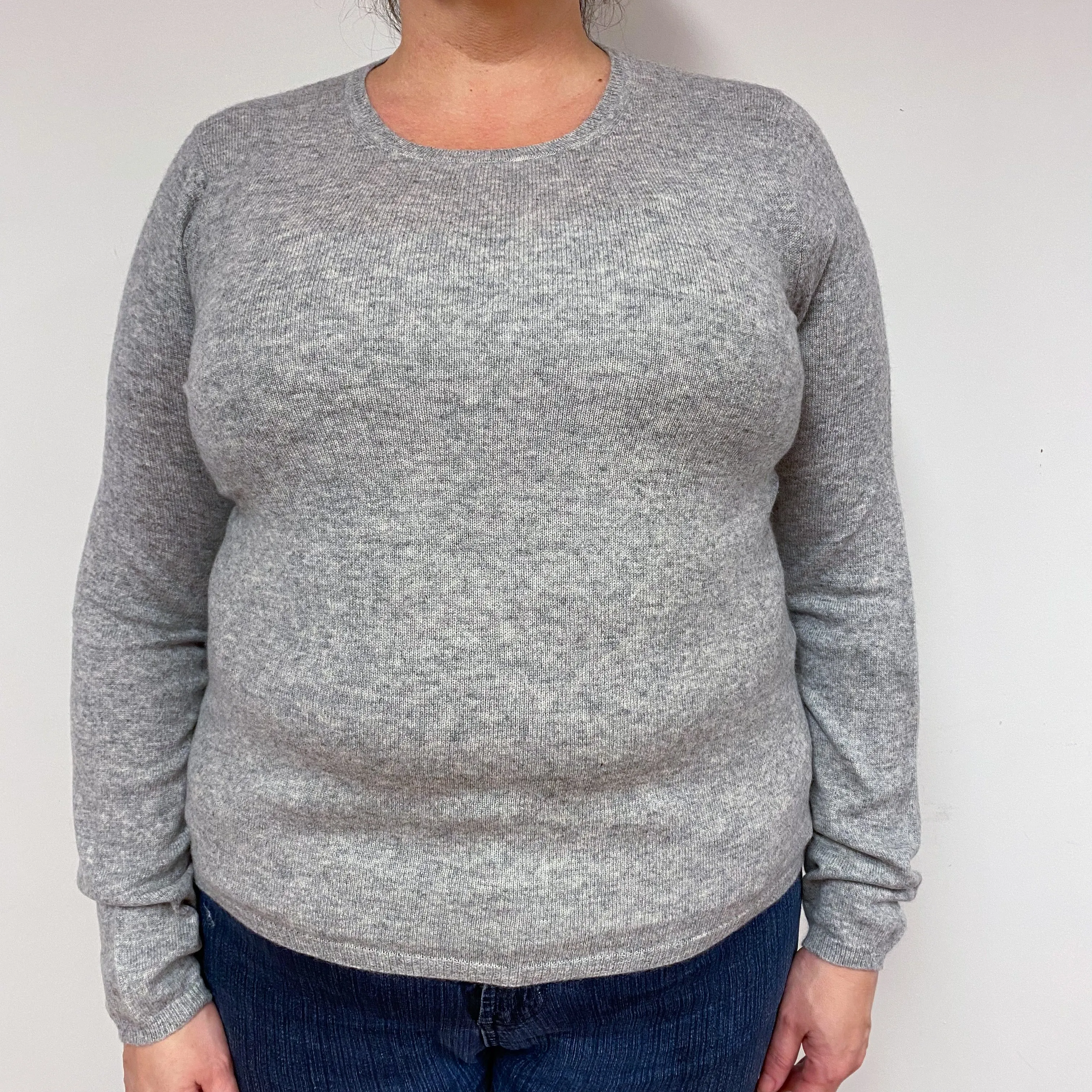 Ash Grey Cashmere Crew Neck Jumper Extra Large