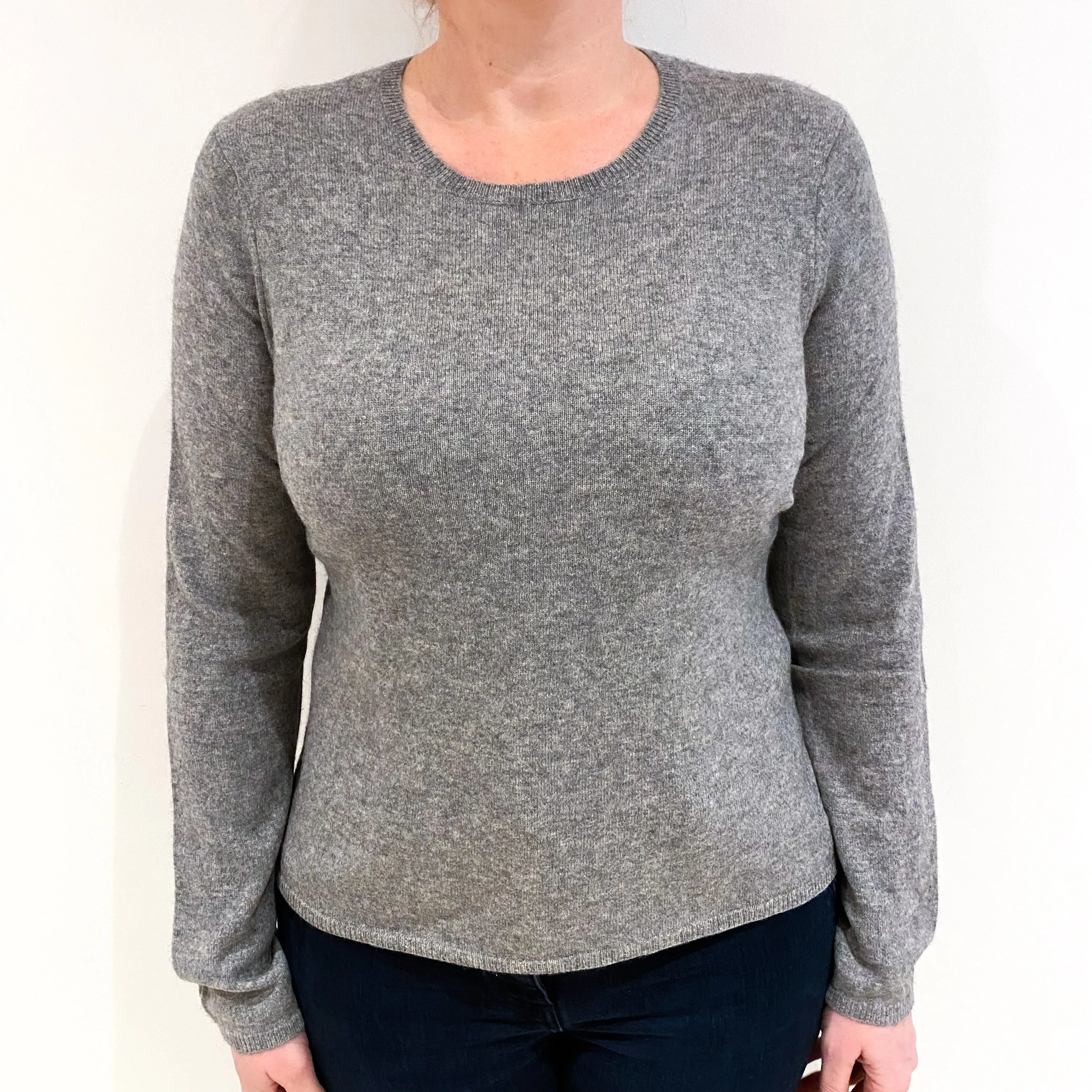 Ash Grey Cashmere Crew Neck Jumper Large.