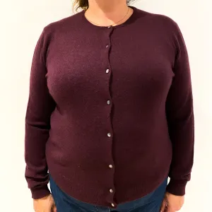 Aubergine Purple Cashmere Cardigan Extra Extra Large