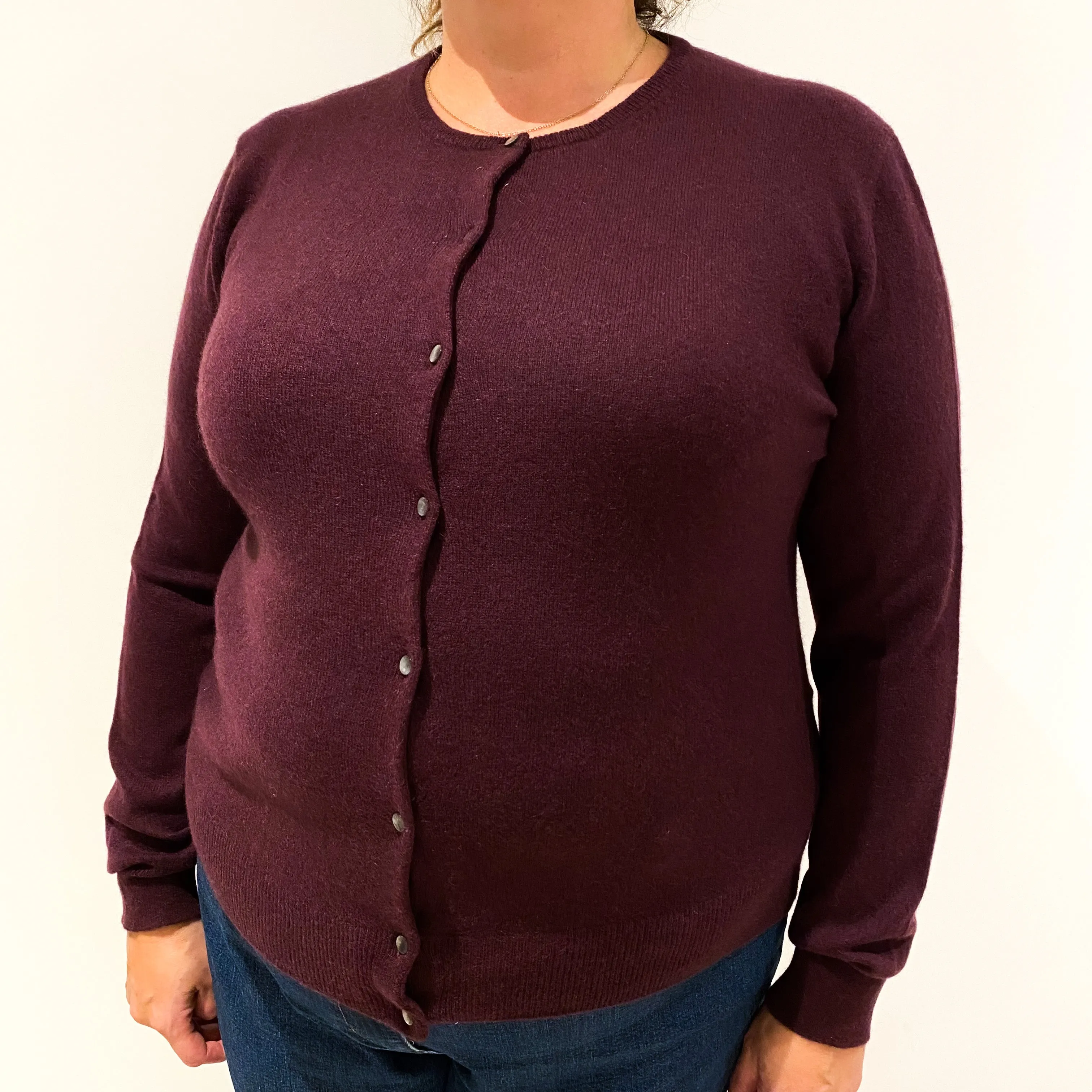 Aubergine Purple Cashmere Cardigan Extra Extra Large