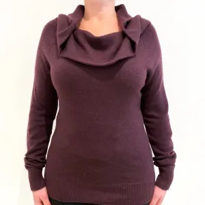 Aubergine Purple Cashmere Cowl Neck Jumper