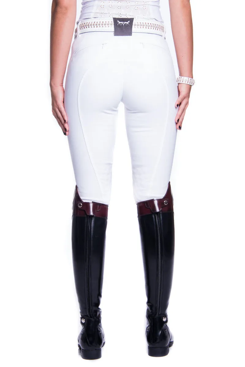 B-Oliver Swarovski Crystal Competition Breeches (White)