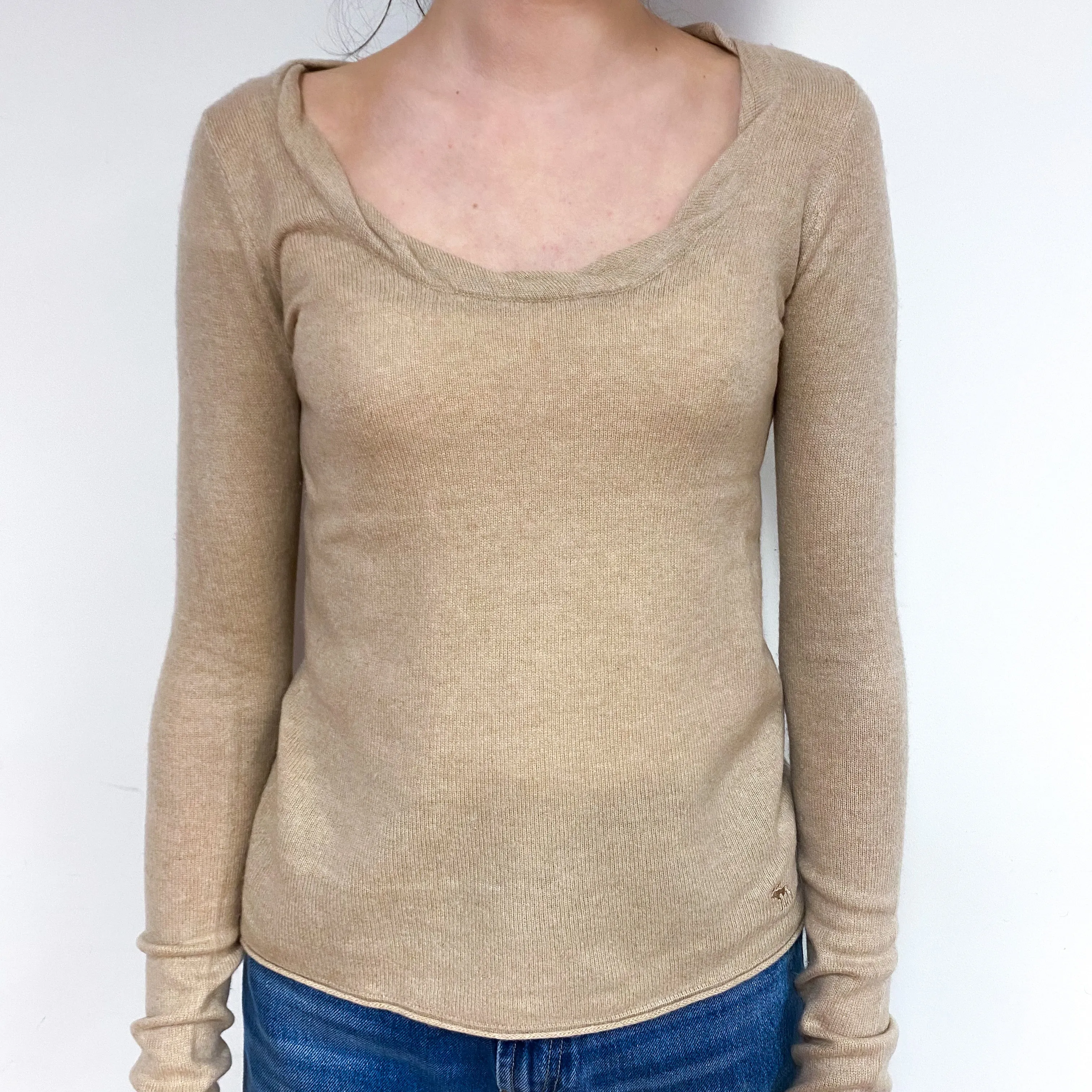 Beige Cashmere Twisted Crew Neck Jumper Extra Small