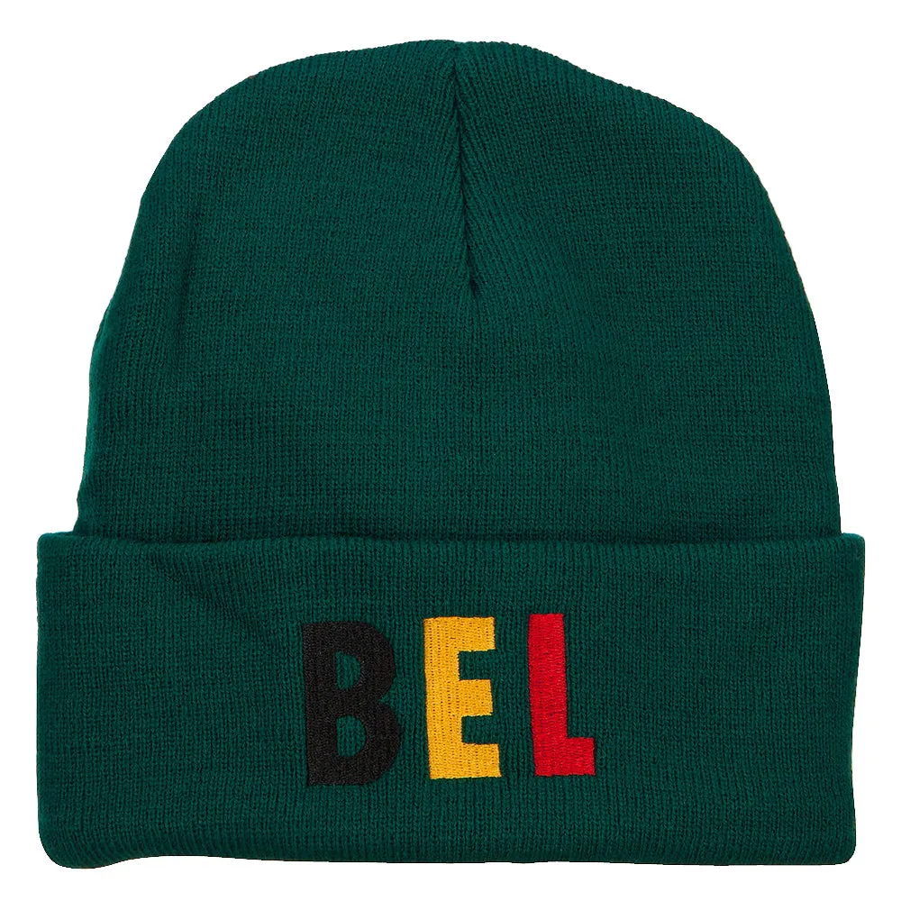 Belgium BEL Flag Embroidered Long Beanie