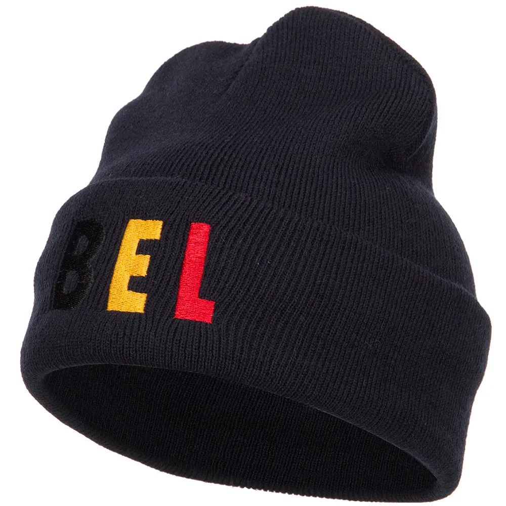 Belgium BEL Flag Embroidered Long Beanie