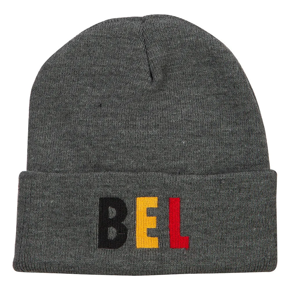 Belgium BEL Flag Embroidered Long Beanie