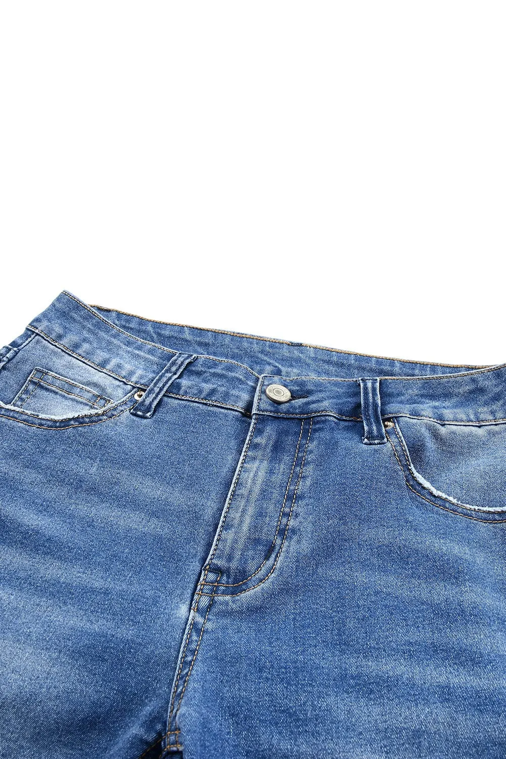 Bermuda Blue Acid Wash Denim Shorts with Roll-up Hem