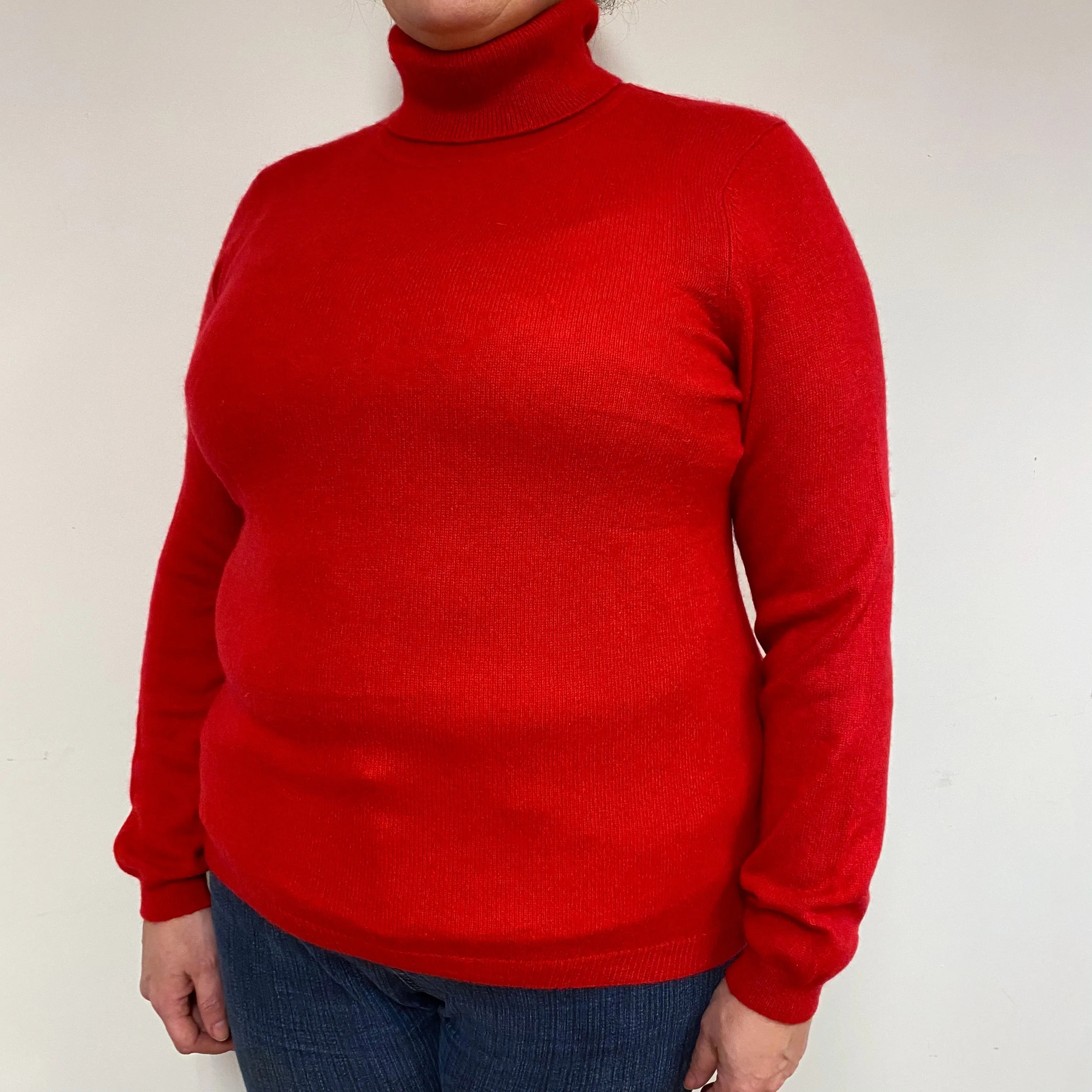 Berry Red Cashmere Polo Neck Jumper Extra Large