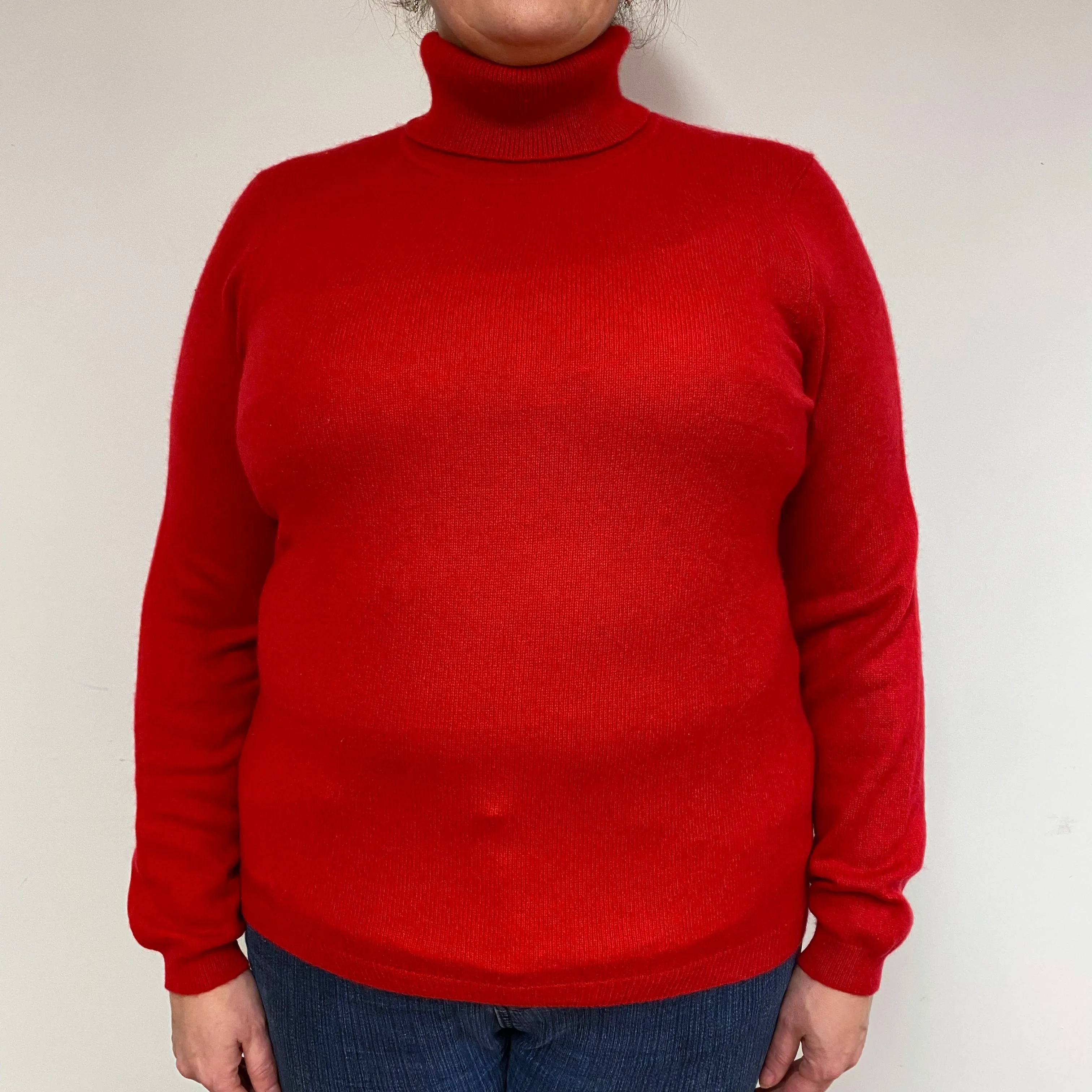 Berry Red Cashmere Polo Neck Jumper Extra Large