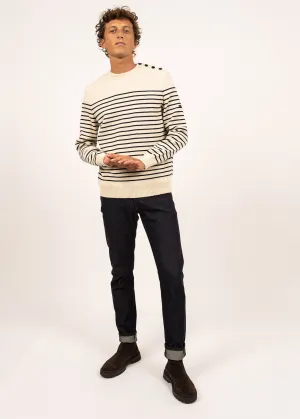 Binic striped sailor jumper - regular fit, in pure new wool (ECRU/MARINE)