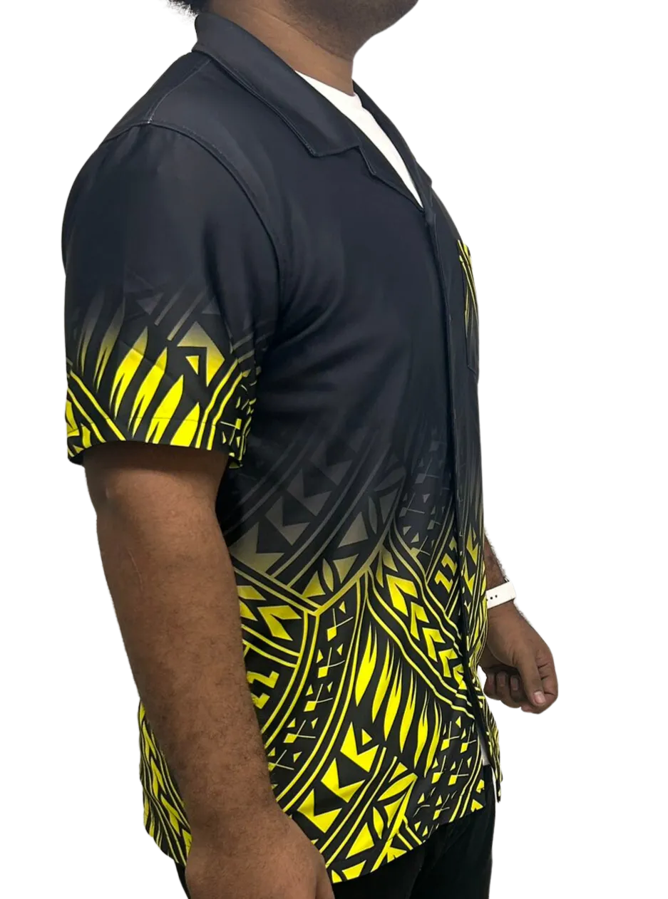 Black & Yellow Short Sleeve Samoan Design Shirt