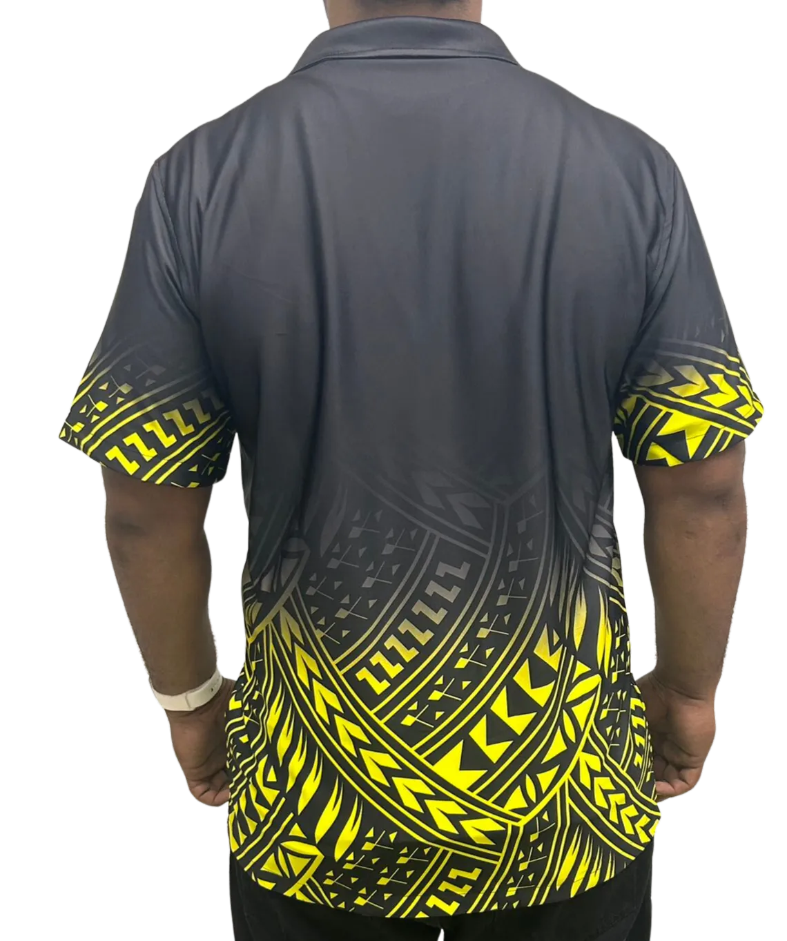 Black & Yellow Short Sleeve Samoan Design Shirt