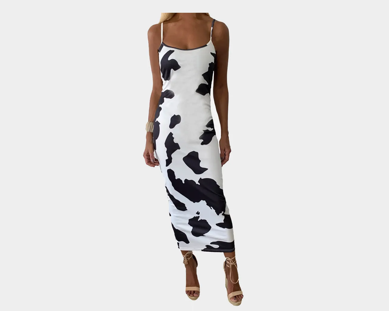 Black and White Abstract Ankle Length Dress - The St. Barth