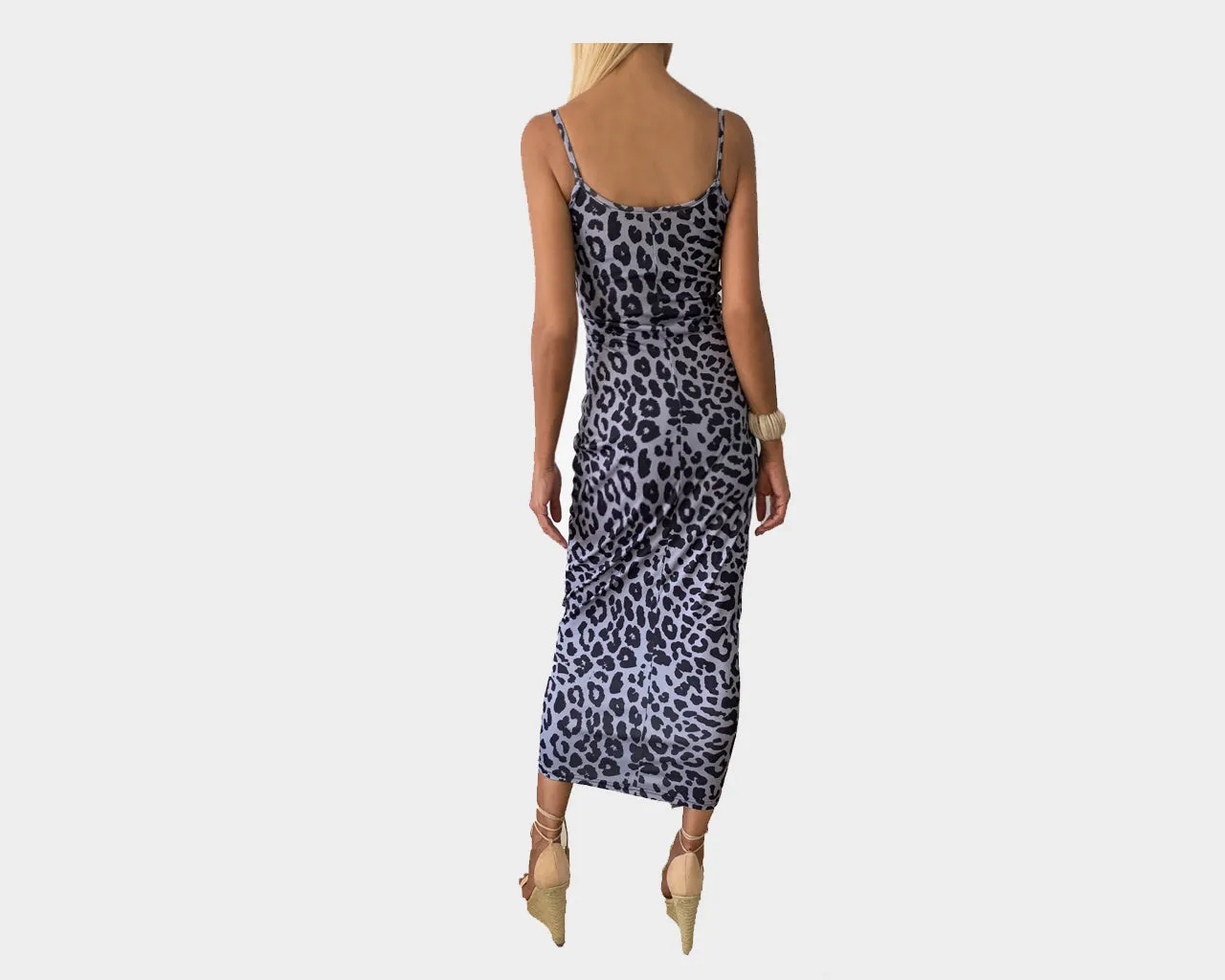 Black and White Abstract Ankle Length Dress - The St. Barth