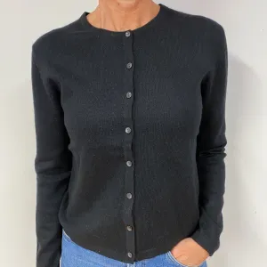 Black Cashmere Crew Neck Cardigan Medium