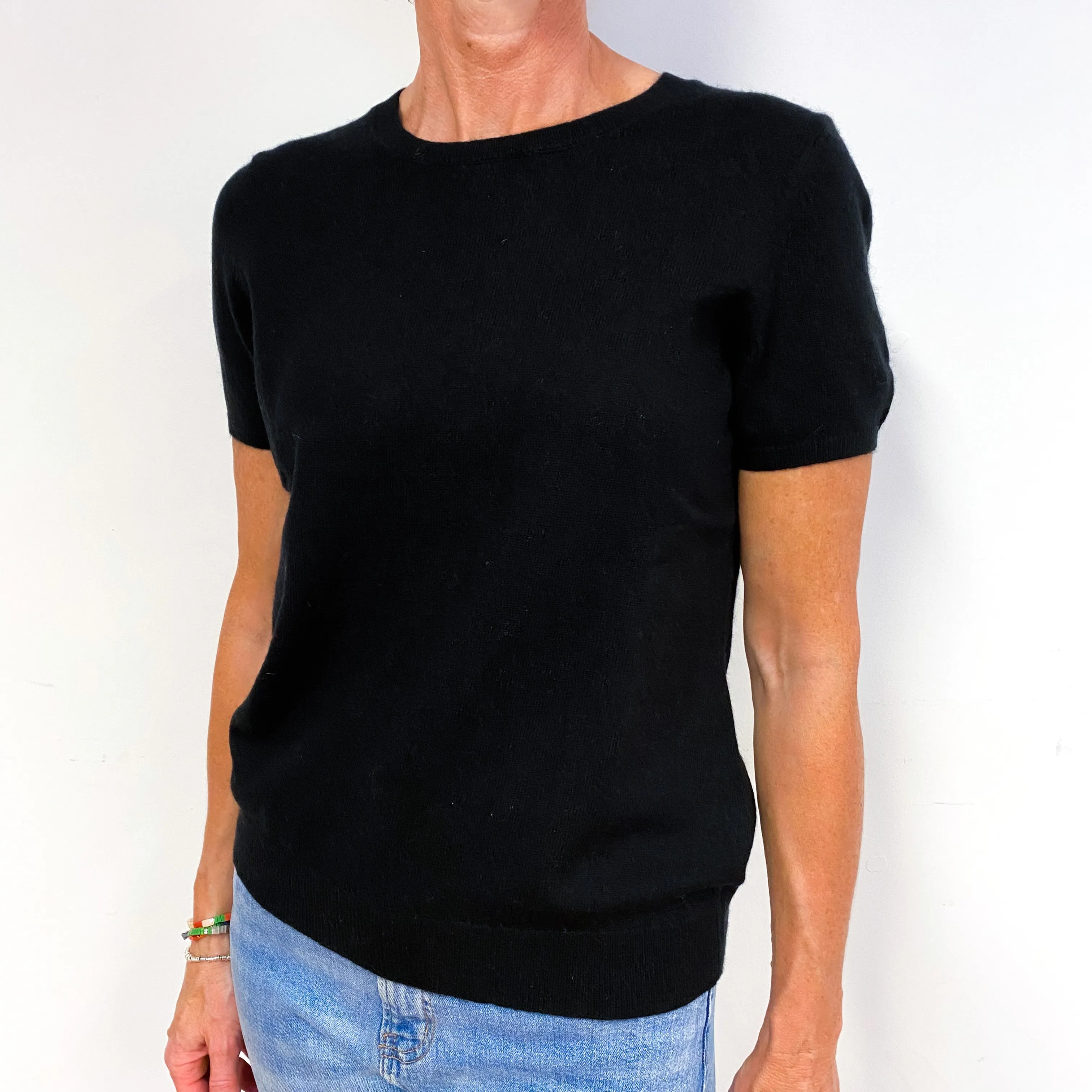 Black Cashmere Crew Neck Tee Medium