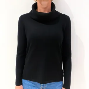 Black Cashmere Polo Neck Jumper Smal