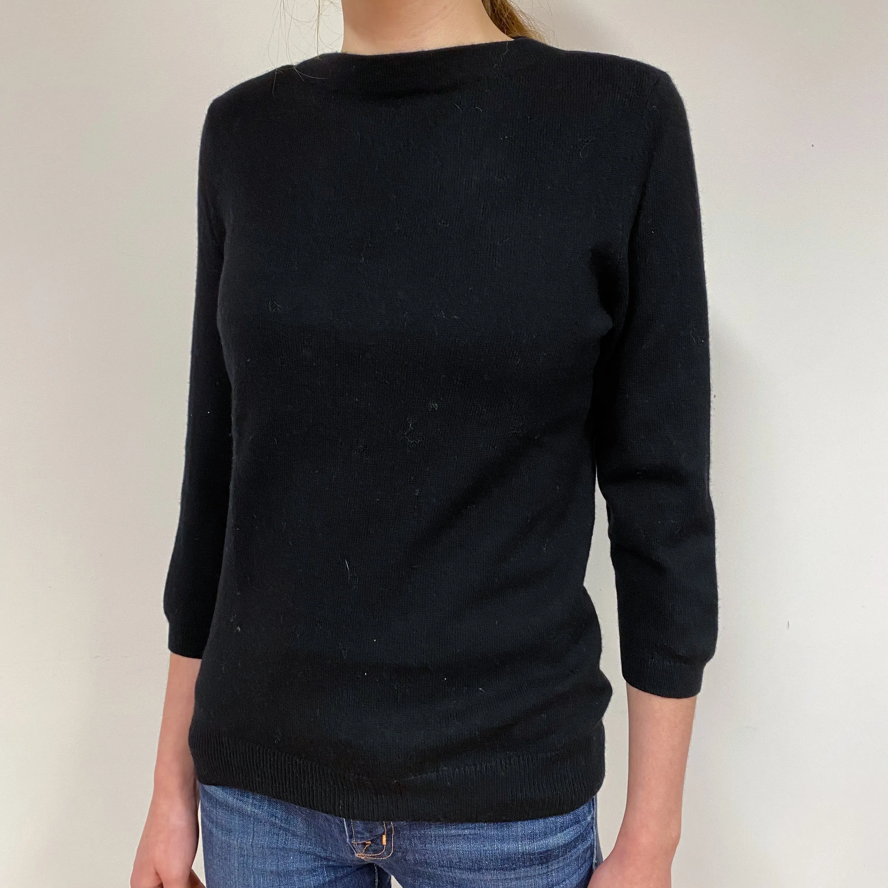 Black Cashmere Slash Neck Jumper Extra Small