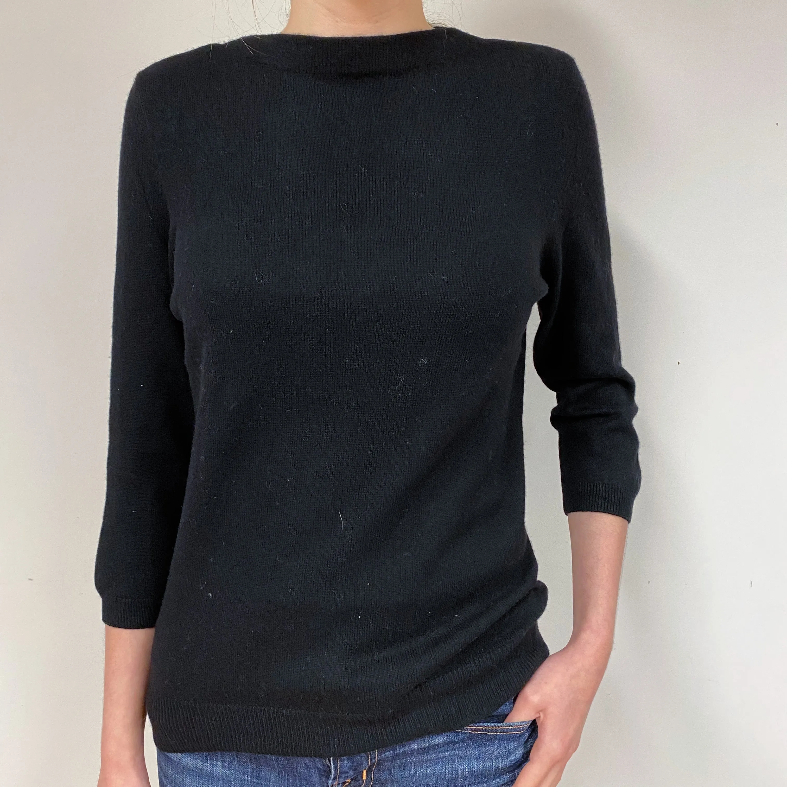 Black Cashmere Slash Neck Jumper Extra Small