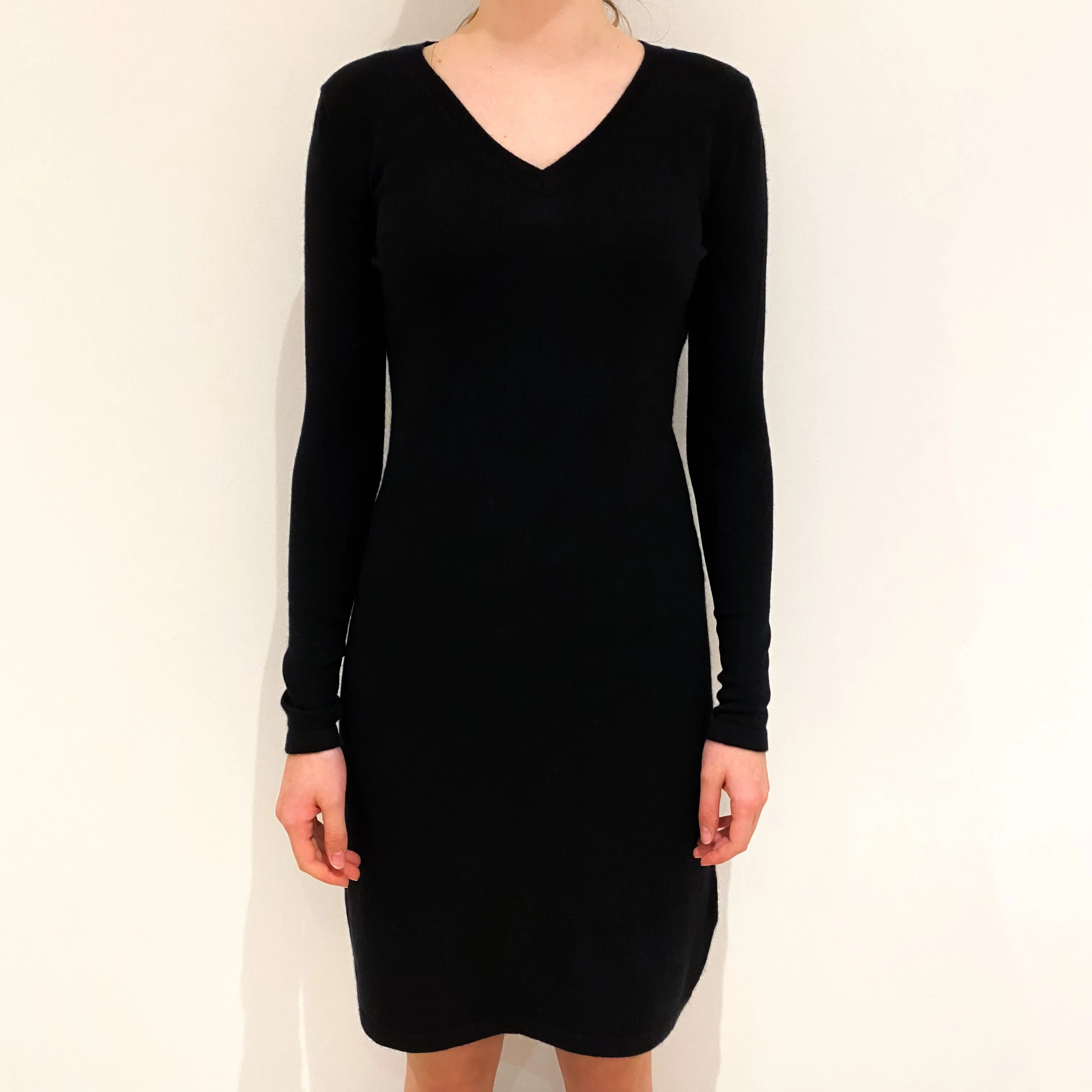 Black Cashmere V-Neck Dress Extra Small