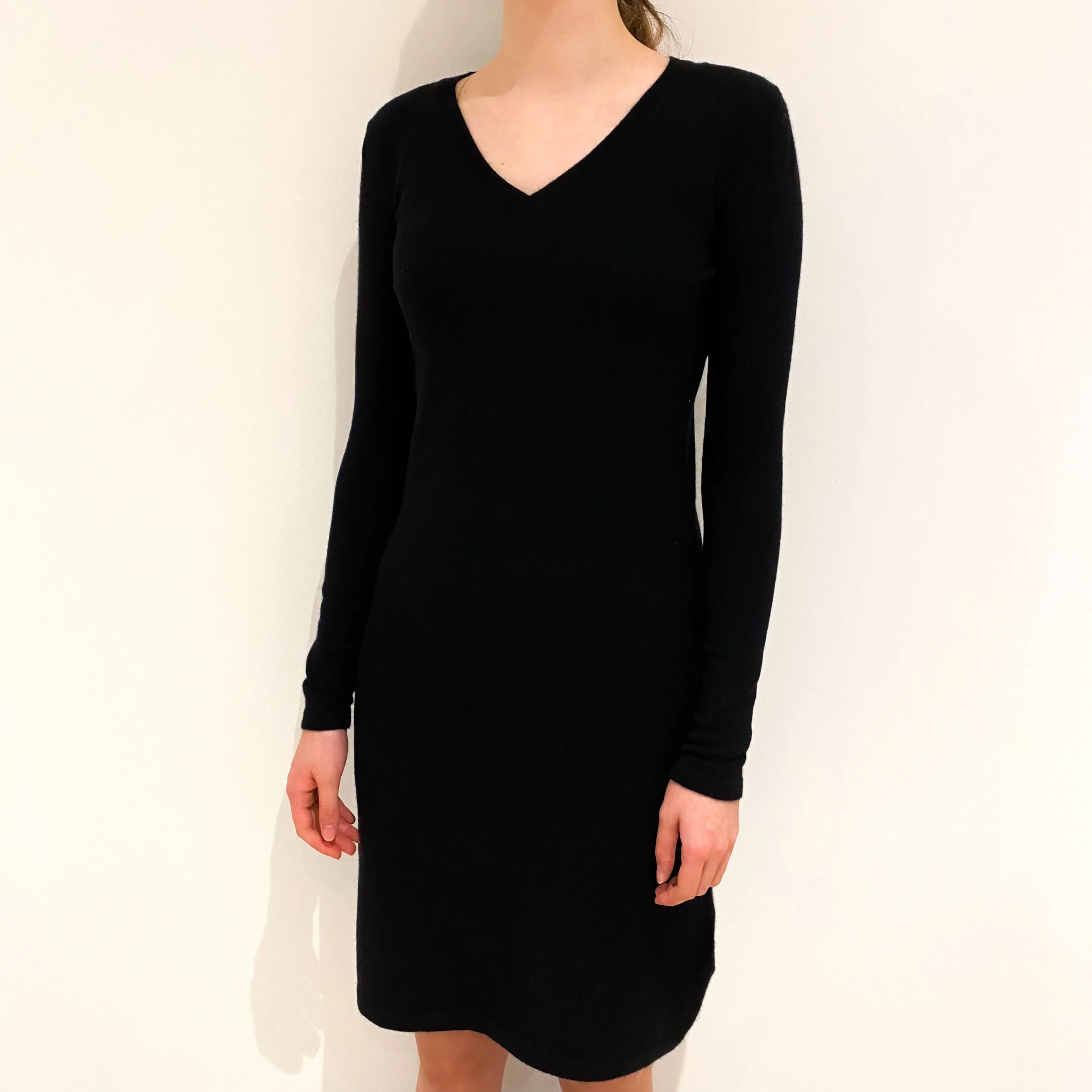 Black Cashmere V-Neck Dress Extra Small