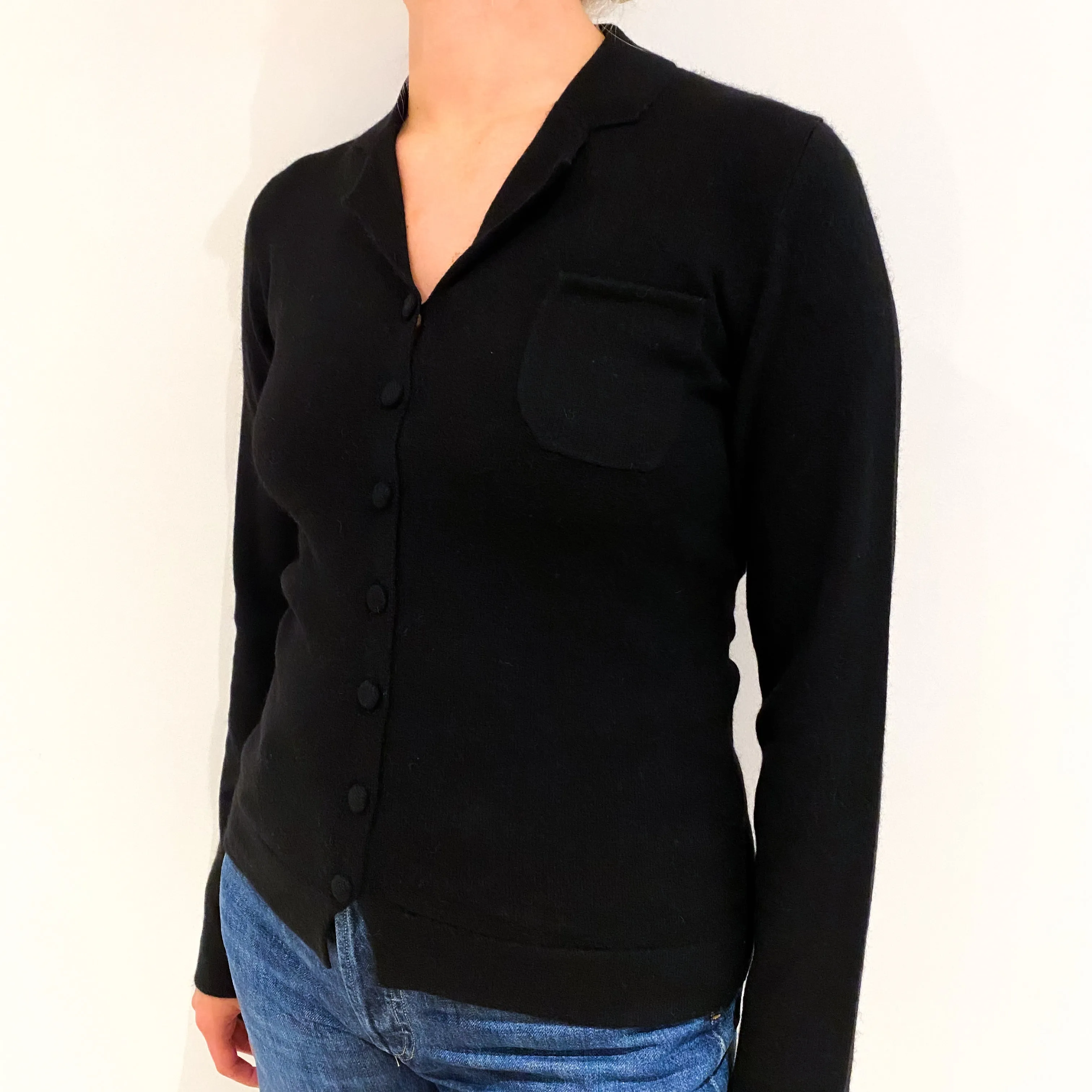 Black Collared Cashmere Cardigan Small