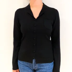 Black Collared Cashmere Cardigan Small