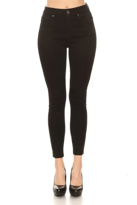 Black High Rise Cropped Skinny Jeans - EP3035