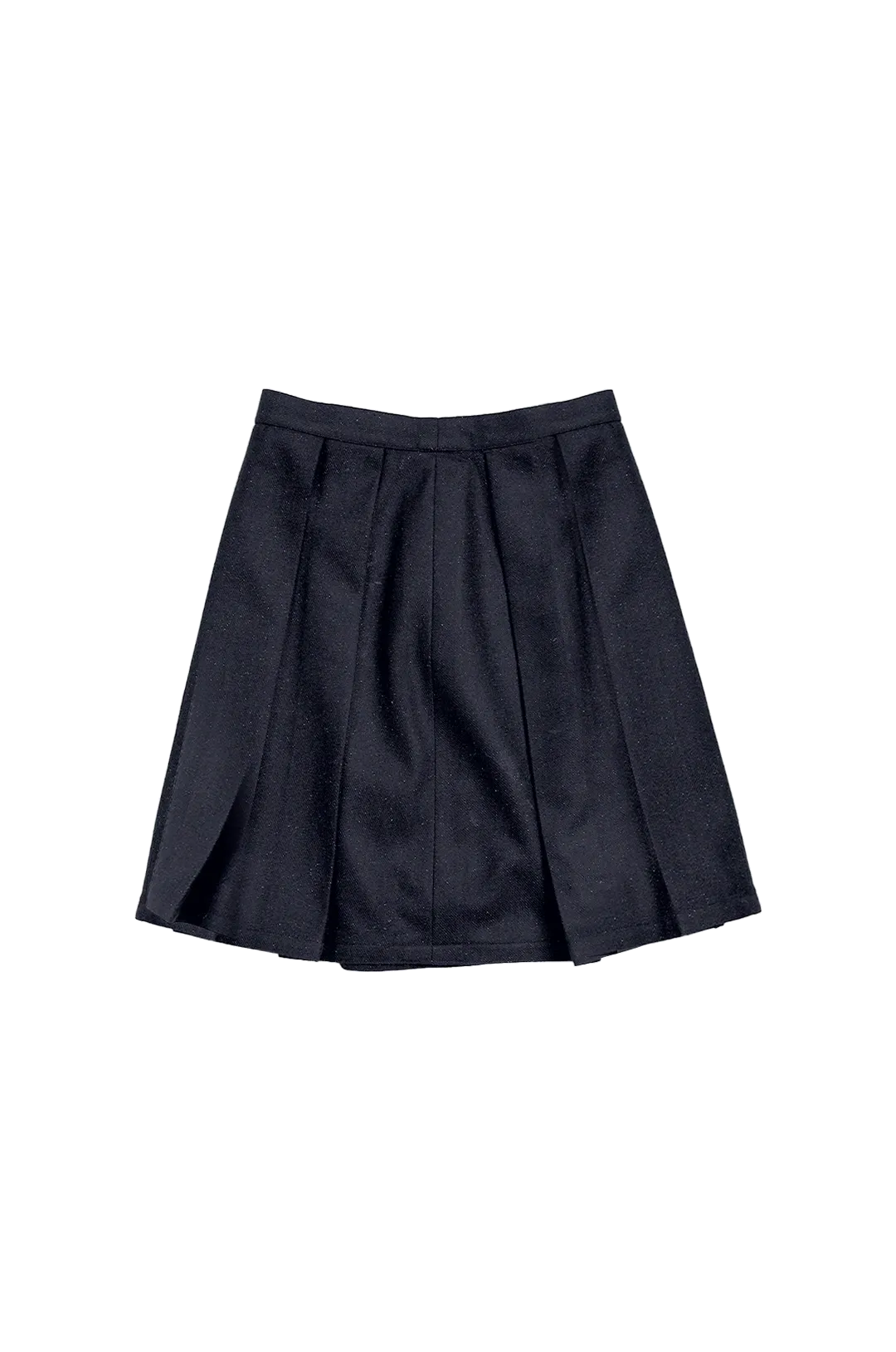 Black Wool Pleated Short Skirt