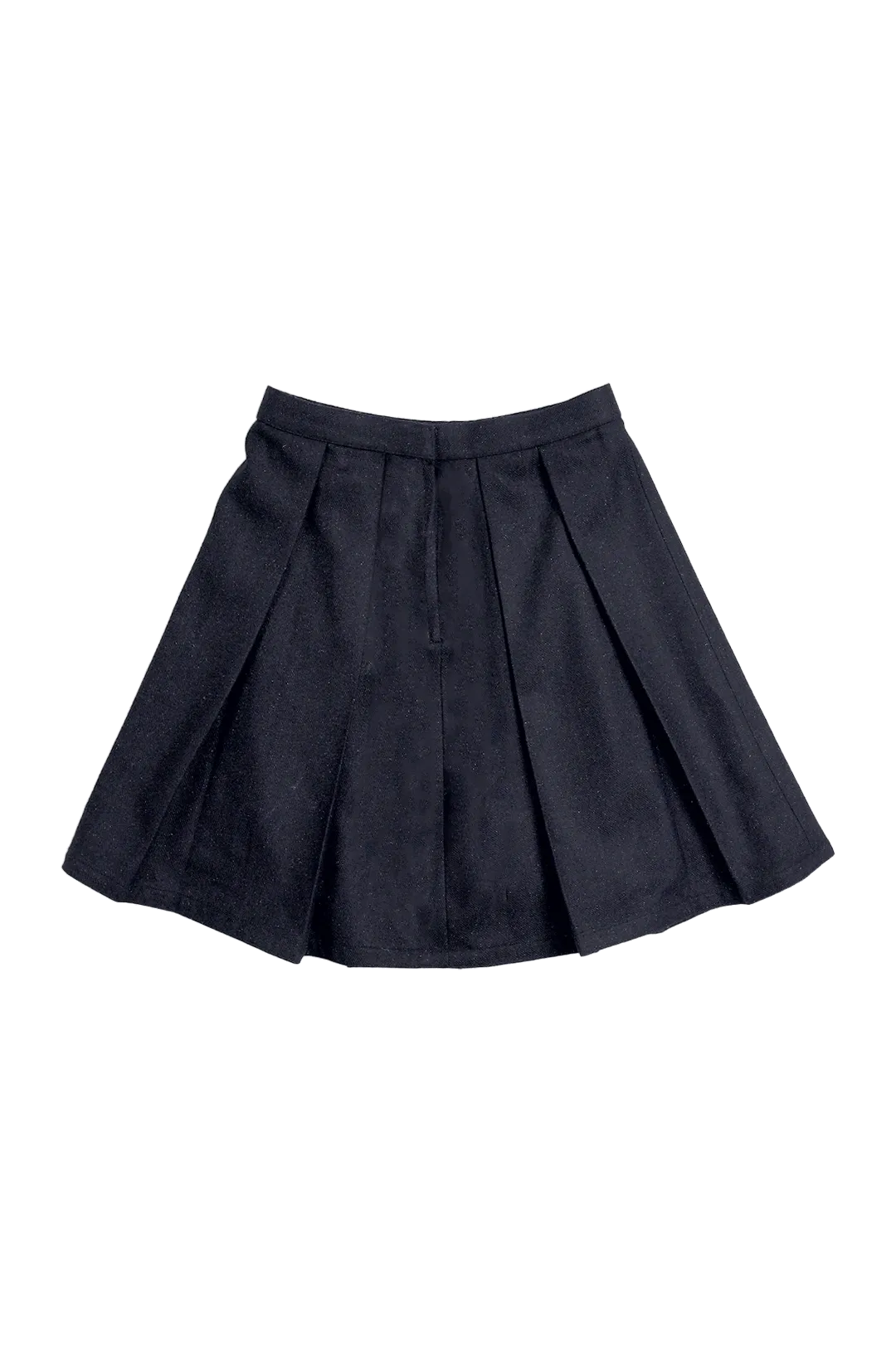 Black Wool Pleated Short Skirt