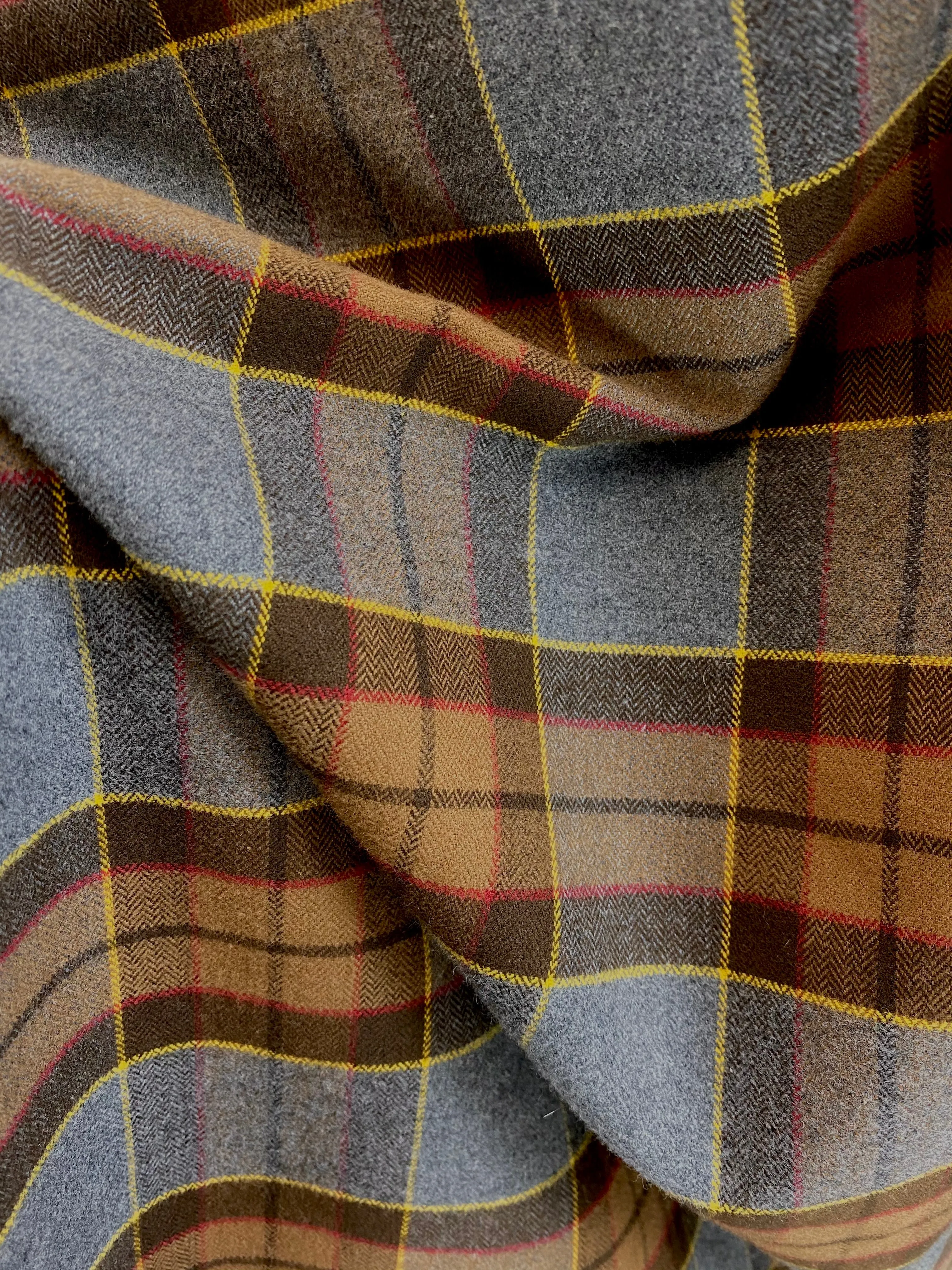 Blanket Scarf - Outlander Clan Fraser Inspired Gray, Brown, Yellow, and Red Cotton Flannel